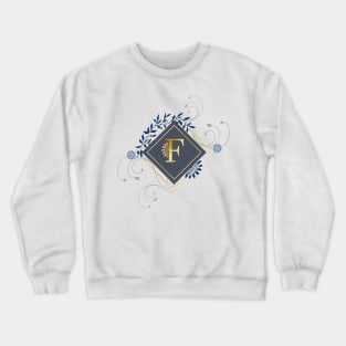 F, blue and gold initial monogram. Crewneck Sweatshirt